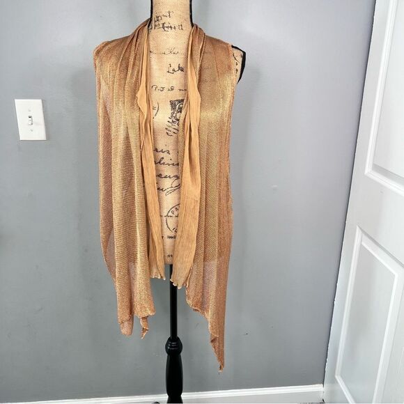 Sz 0S Hiroko Koshino Asymmetrical Gold Cardigan $178 MSRP - Picture 3 of 11